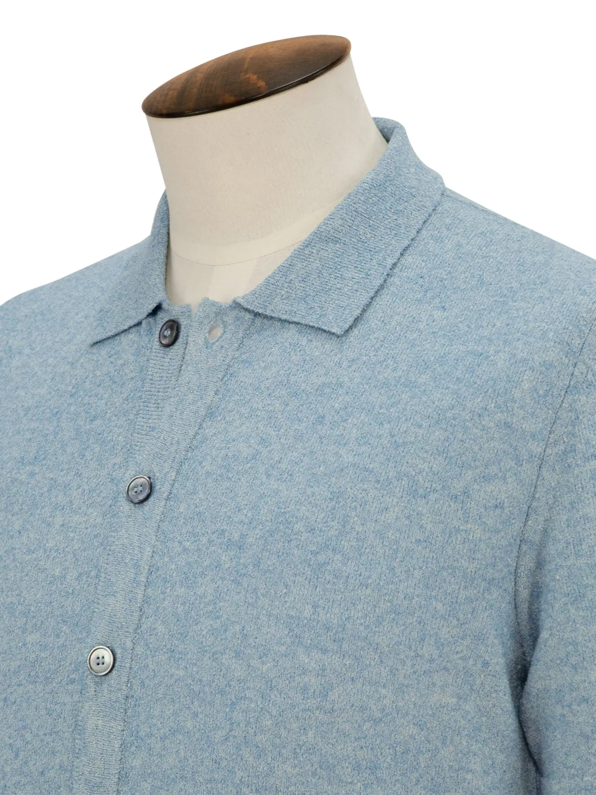 Garda Short Sleeve Polo Micro Bouclé Light Blue Melange