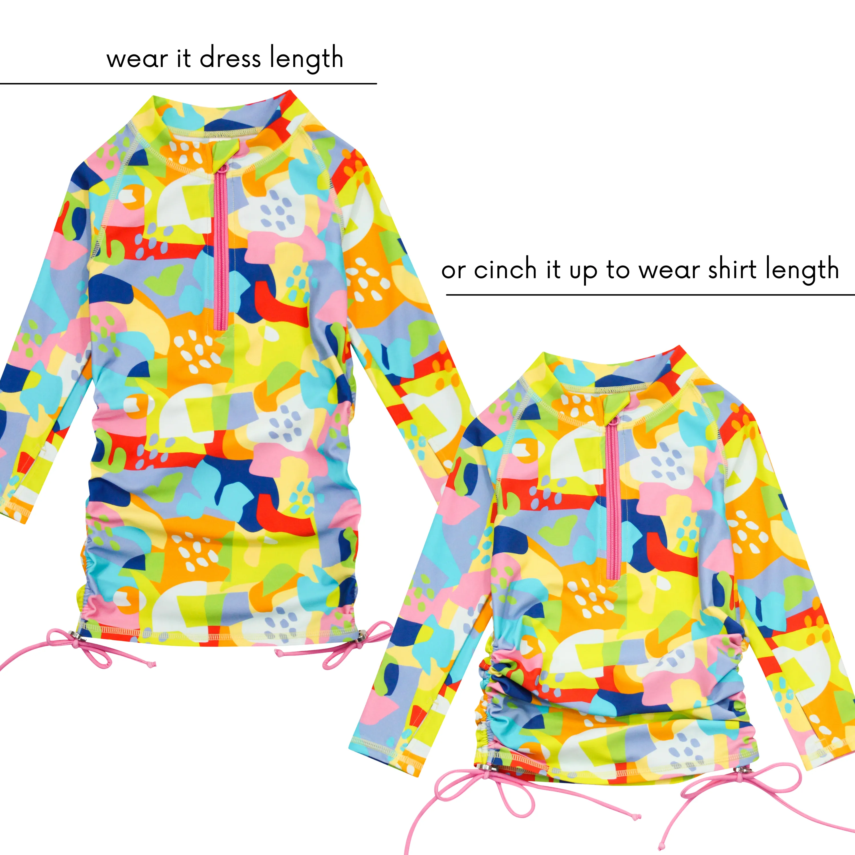 Girls Long Sleeve Swim Dress Cover Up | "Joyful"