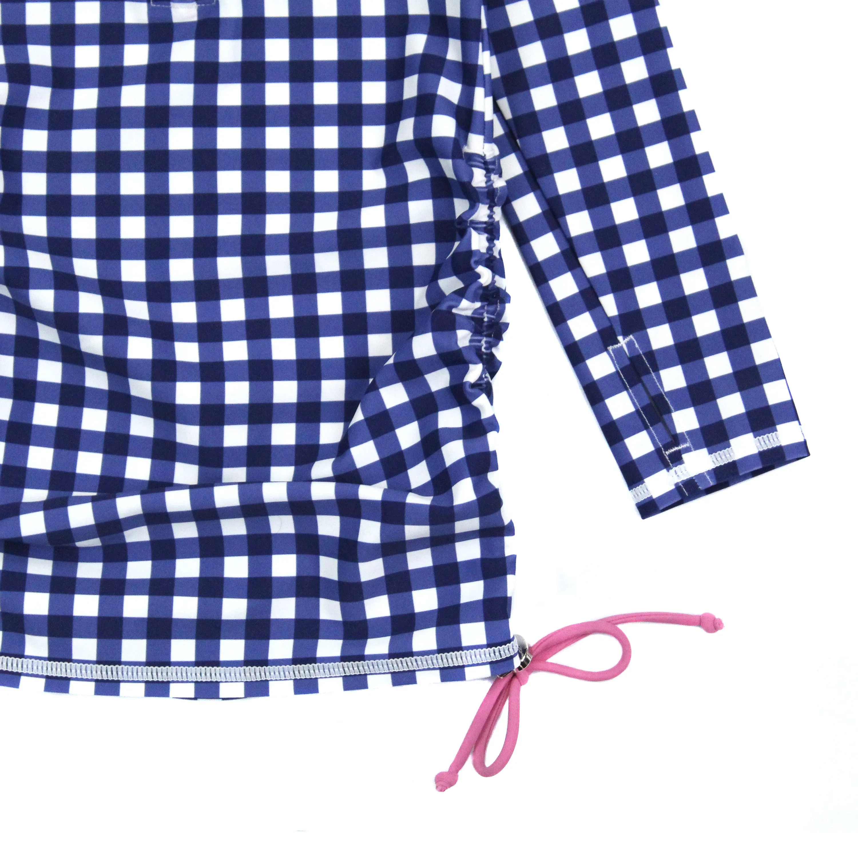 Girls Long Sleeve Swim Dress Cover Up | "Navy Gingham"