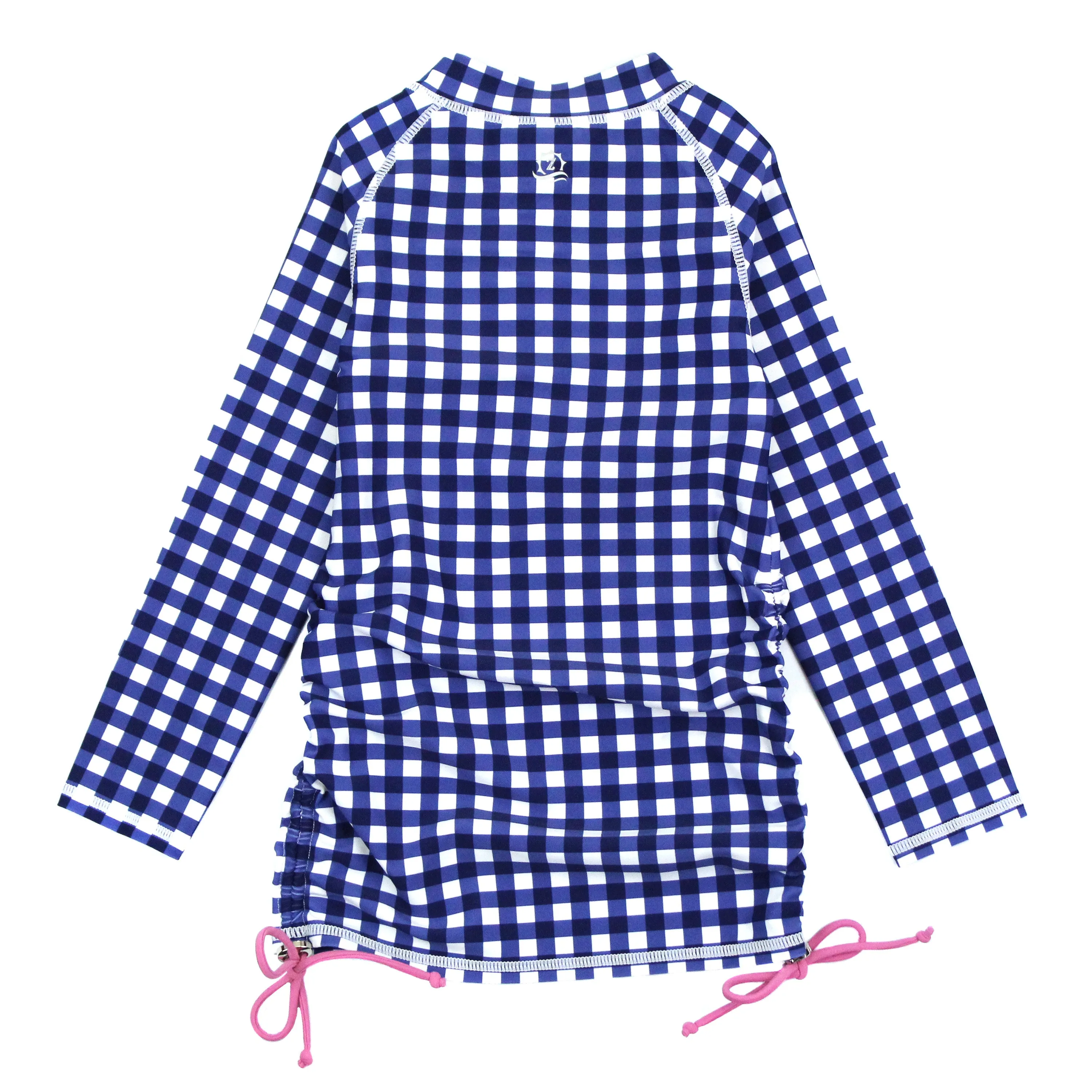 Girls Long Sleeve Swim Dress Cover Up | "Navy Gingham"