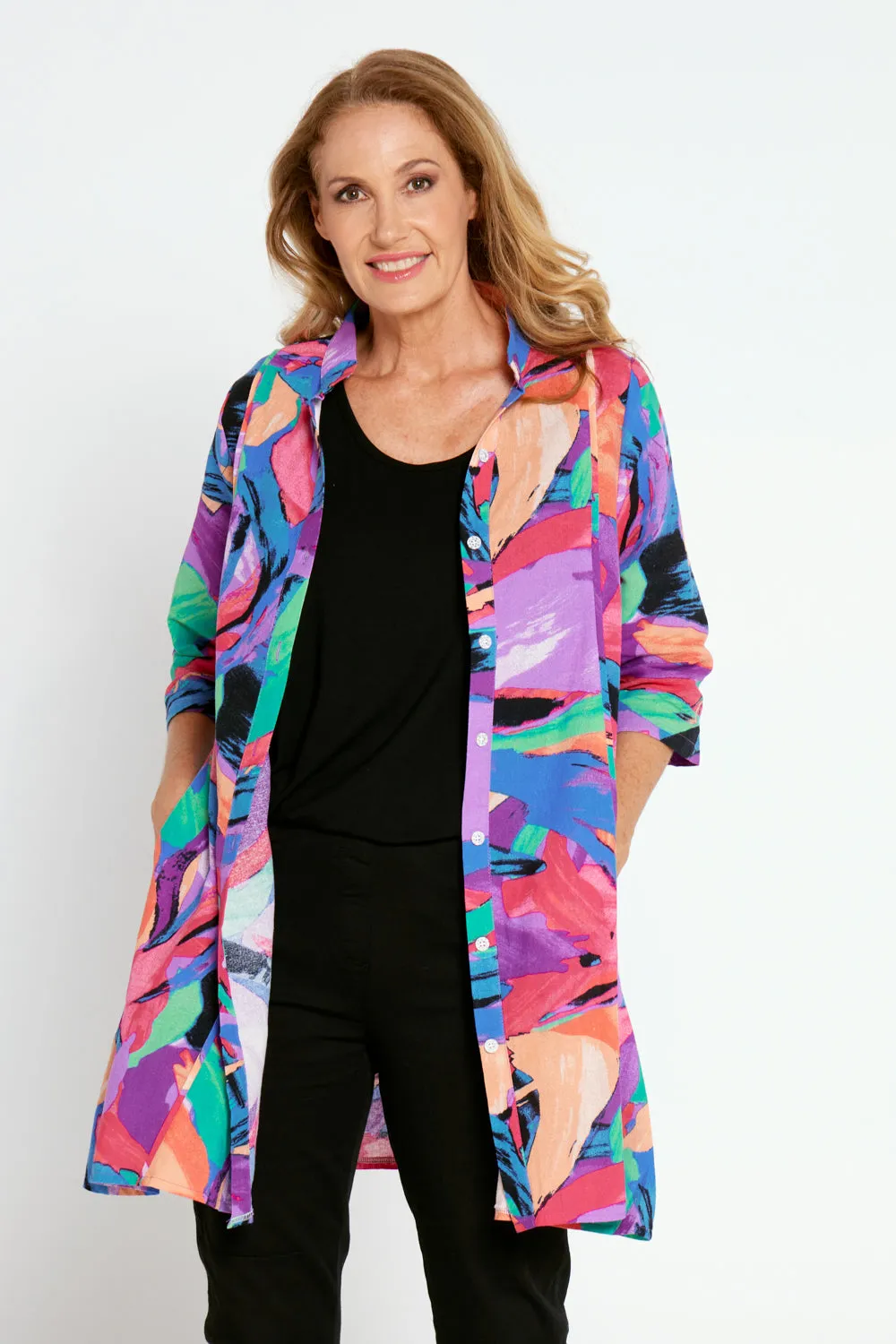 Granger Cotton Shirt - Rainbow Swirl