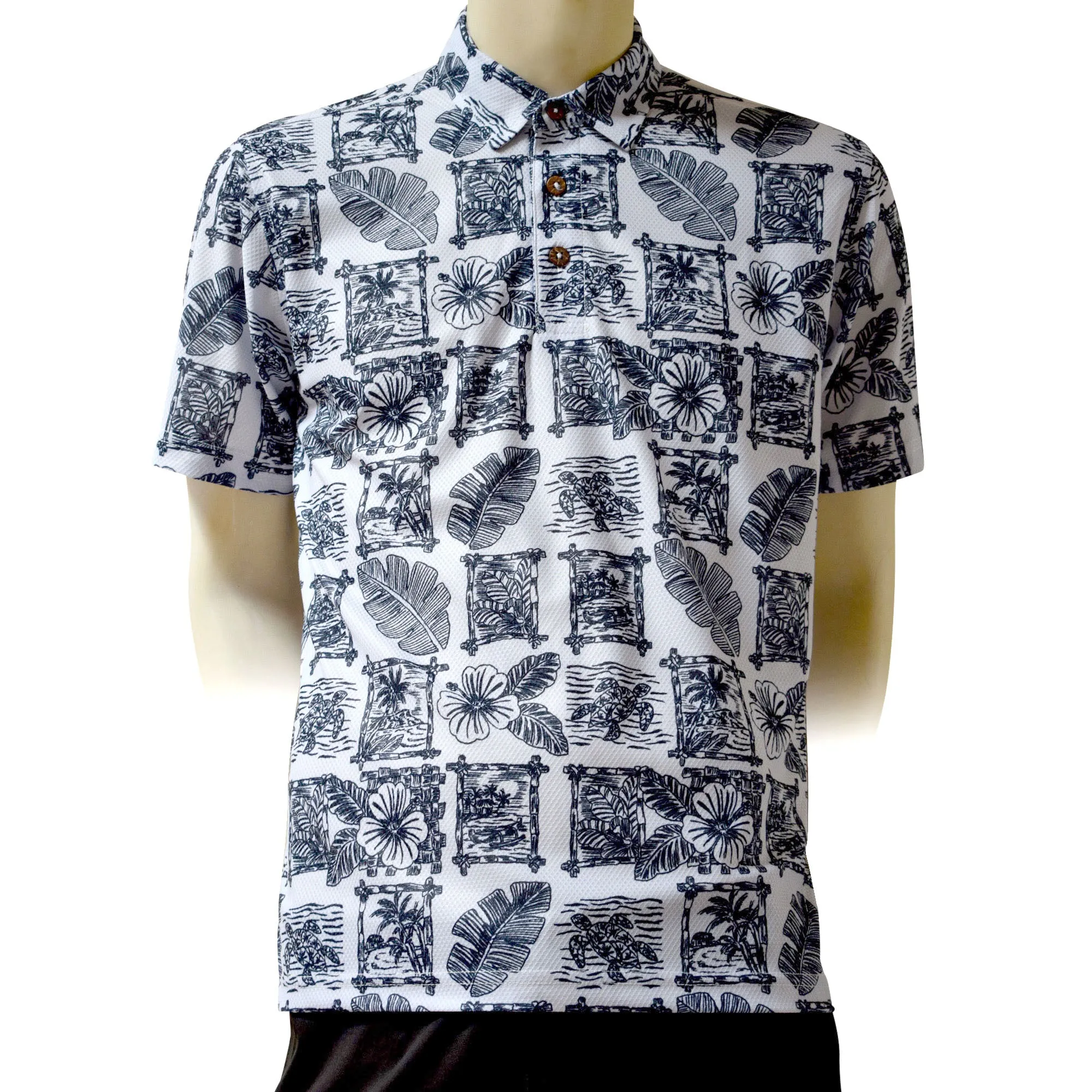 Hawaii Motif 2 Printed Polo Shirt - Hawaiian All Over Pattern Premium Lightweight Fast-Drying Casual Men Unisex shirt