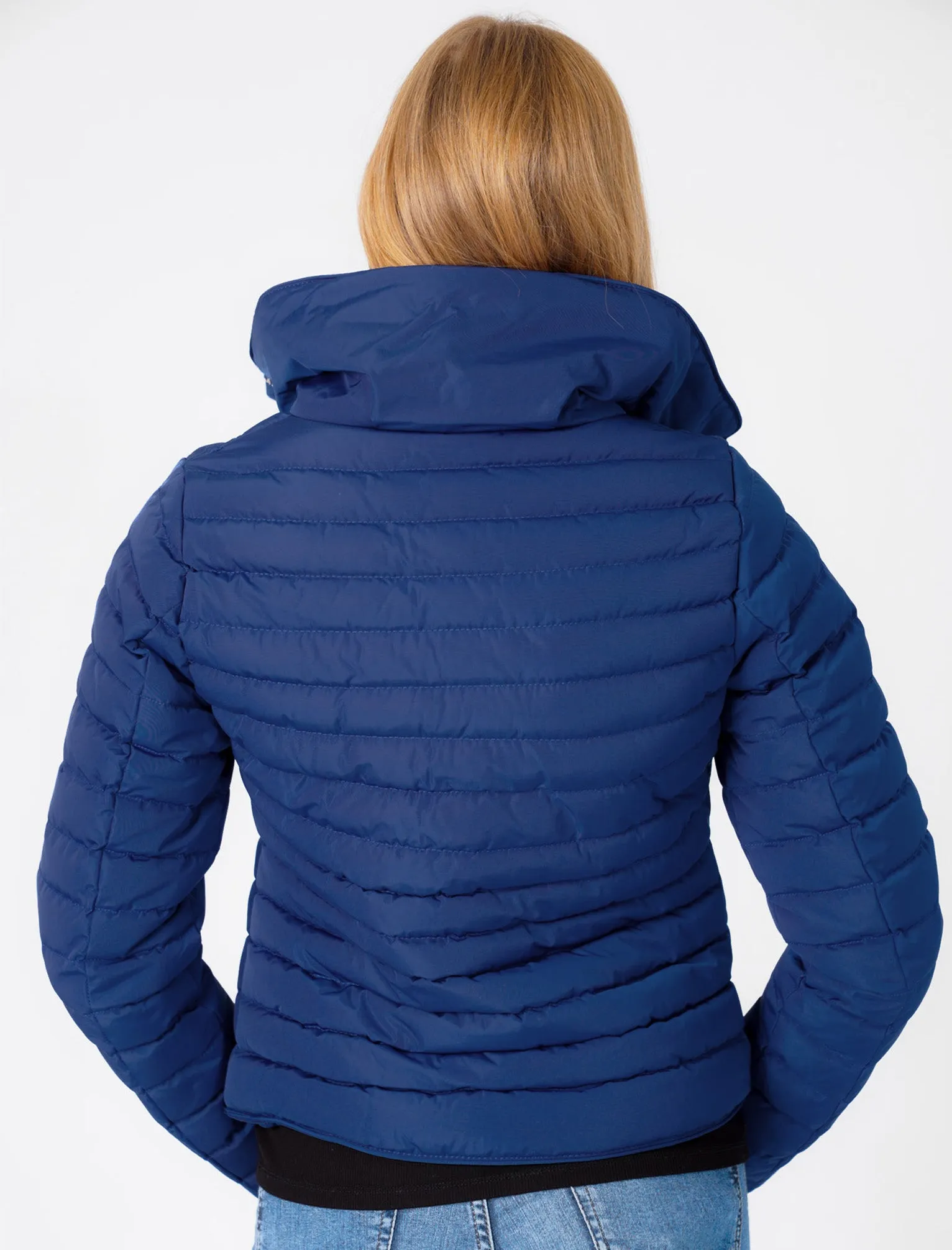 Honey Funnel Neck Quilted Jacket in Mazarine Blue - Tokyo Laundry