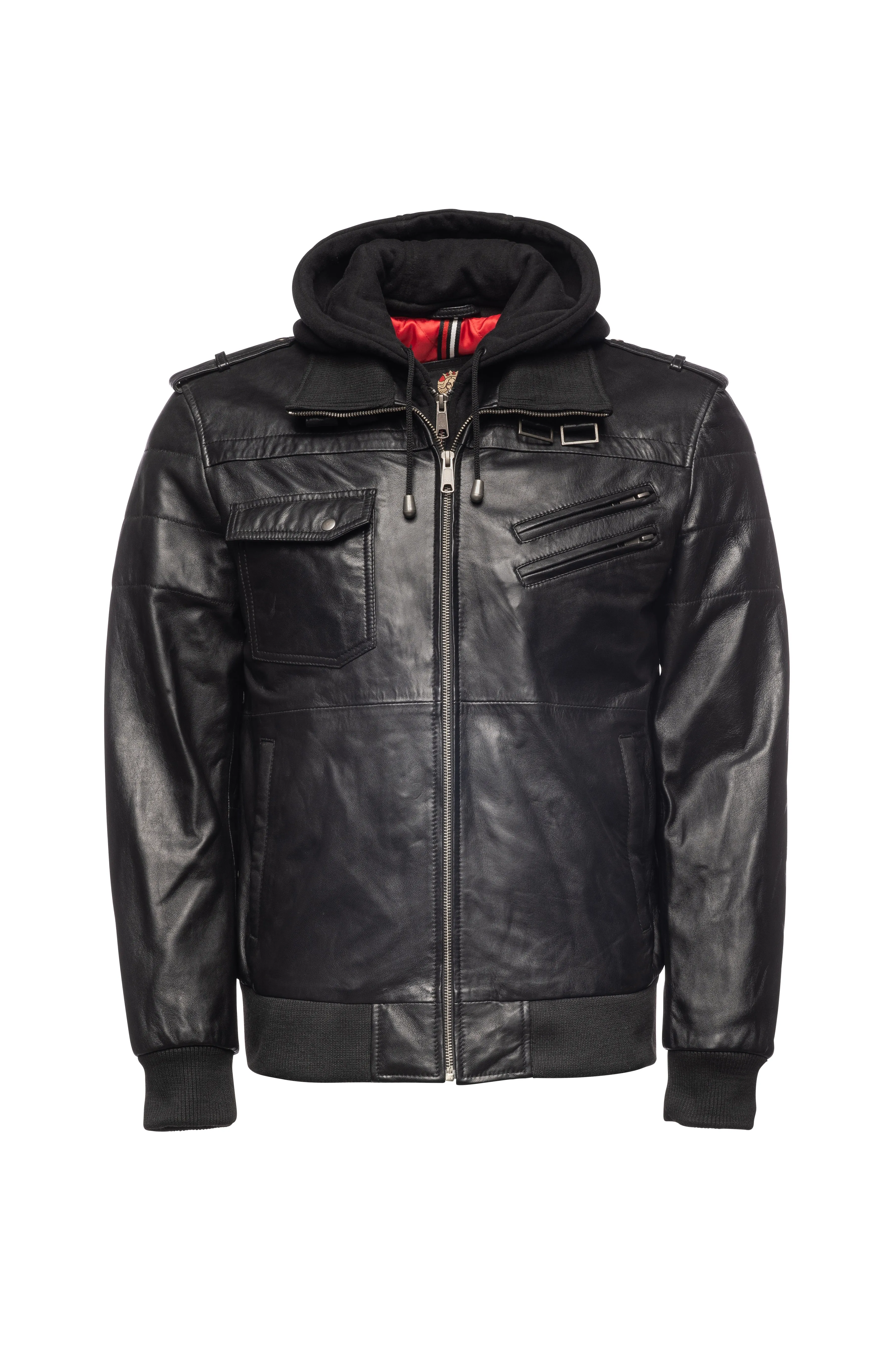 Hooded Bomber Jackets For Men's- Black