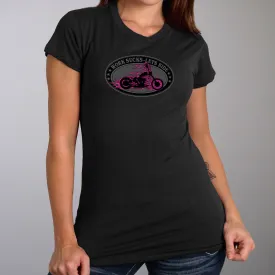 Hot Leathers GLR1499 'Work Sucks-Lets Ride Oval' Ladies Black T-Shirt