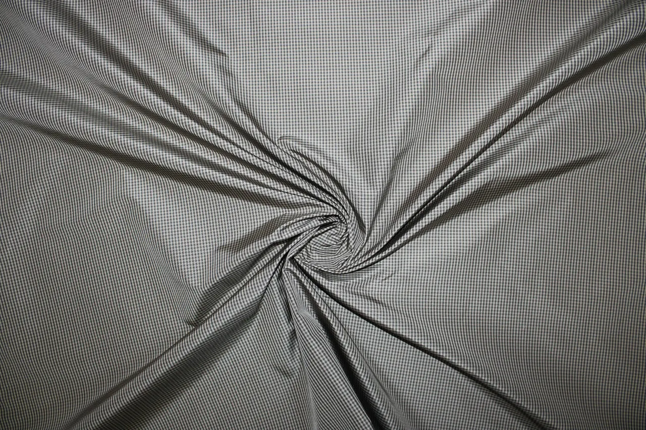 Italian Mini Check Taffeta - Taupe/Black