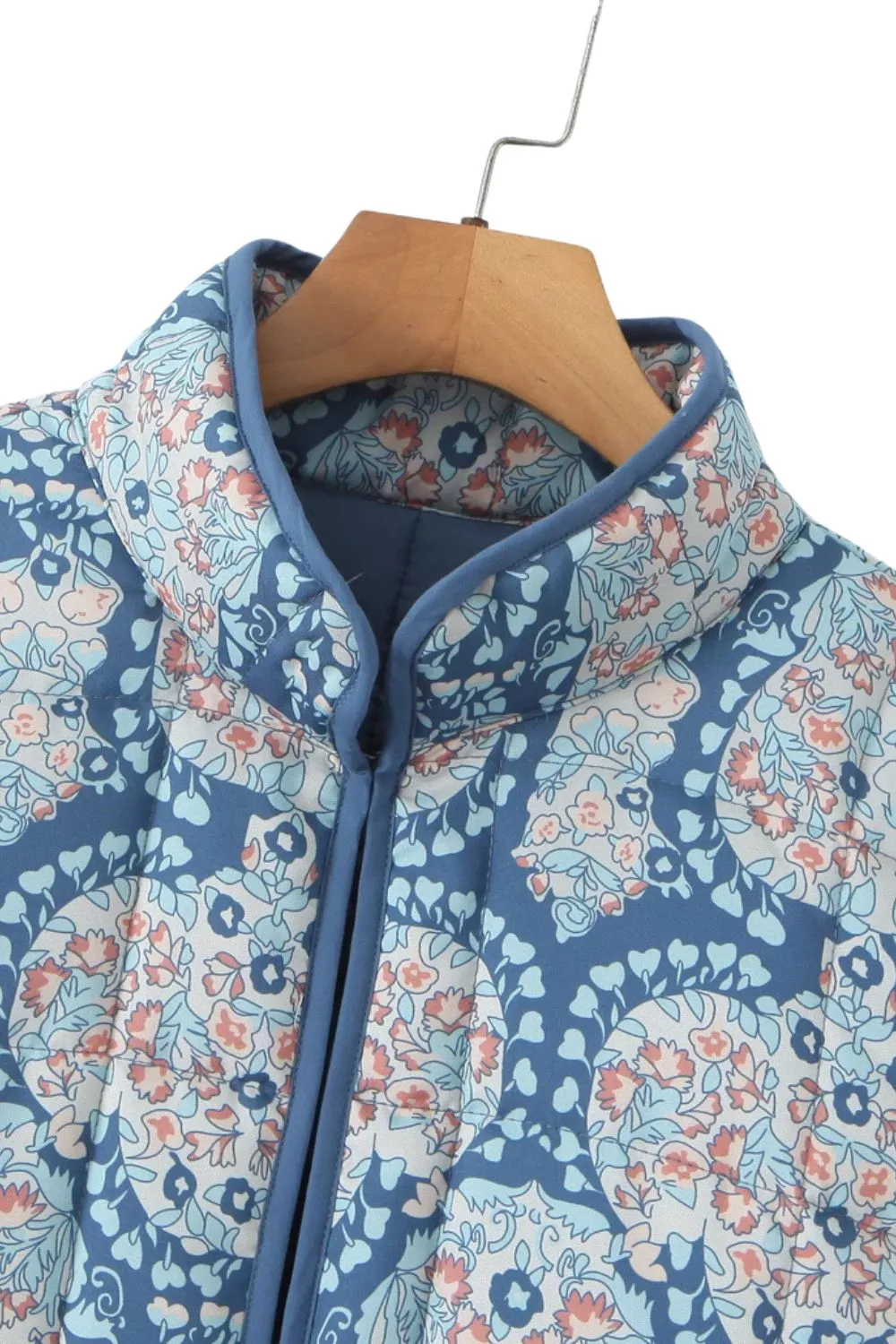 'Jade' Blue Cashew Print Cotton Jacket