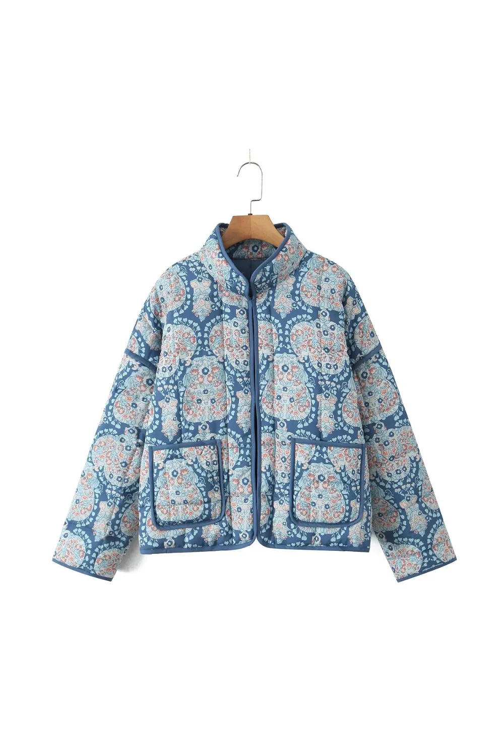 'Jade' Blue Cashew Print Cotton Jacket