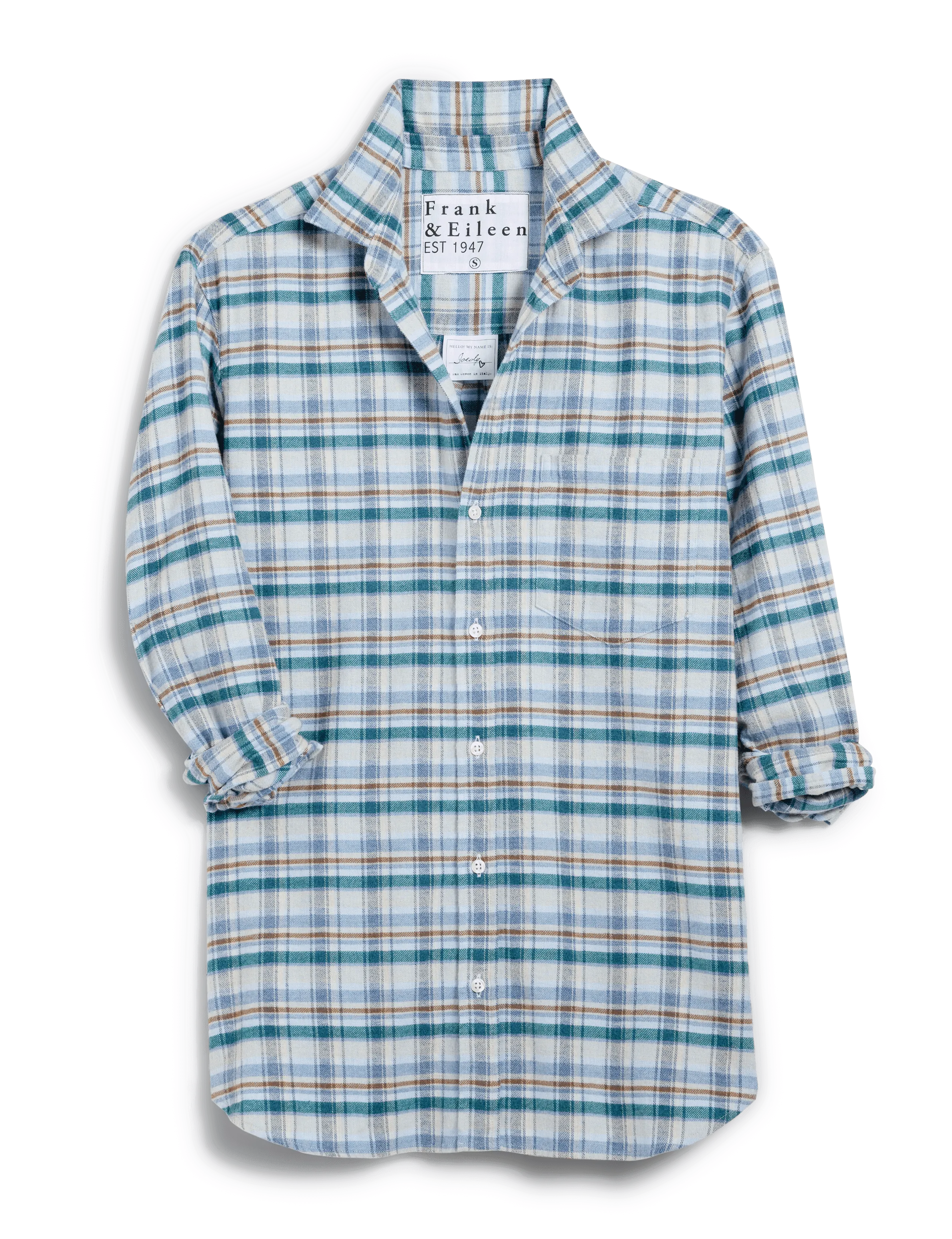 JOEDY Cream and Blue Plaid, Italian Flannel