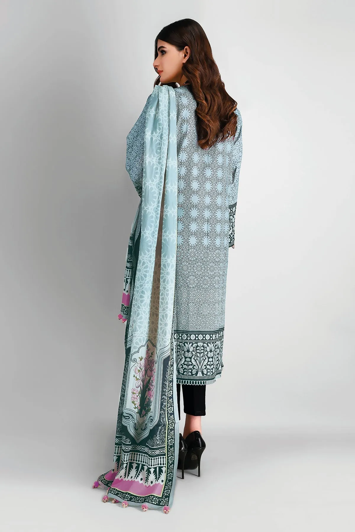 Khaadi Printed 2 Piece Suit · Kameez Dupatta – L21230 Blue