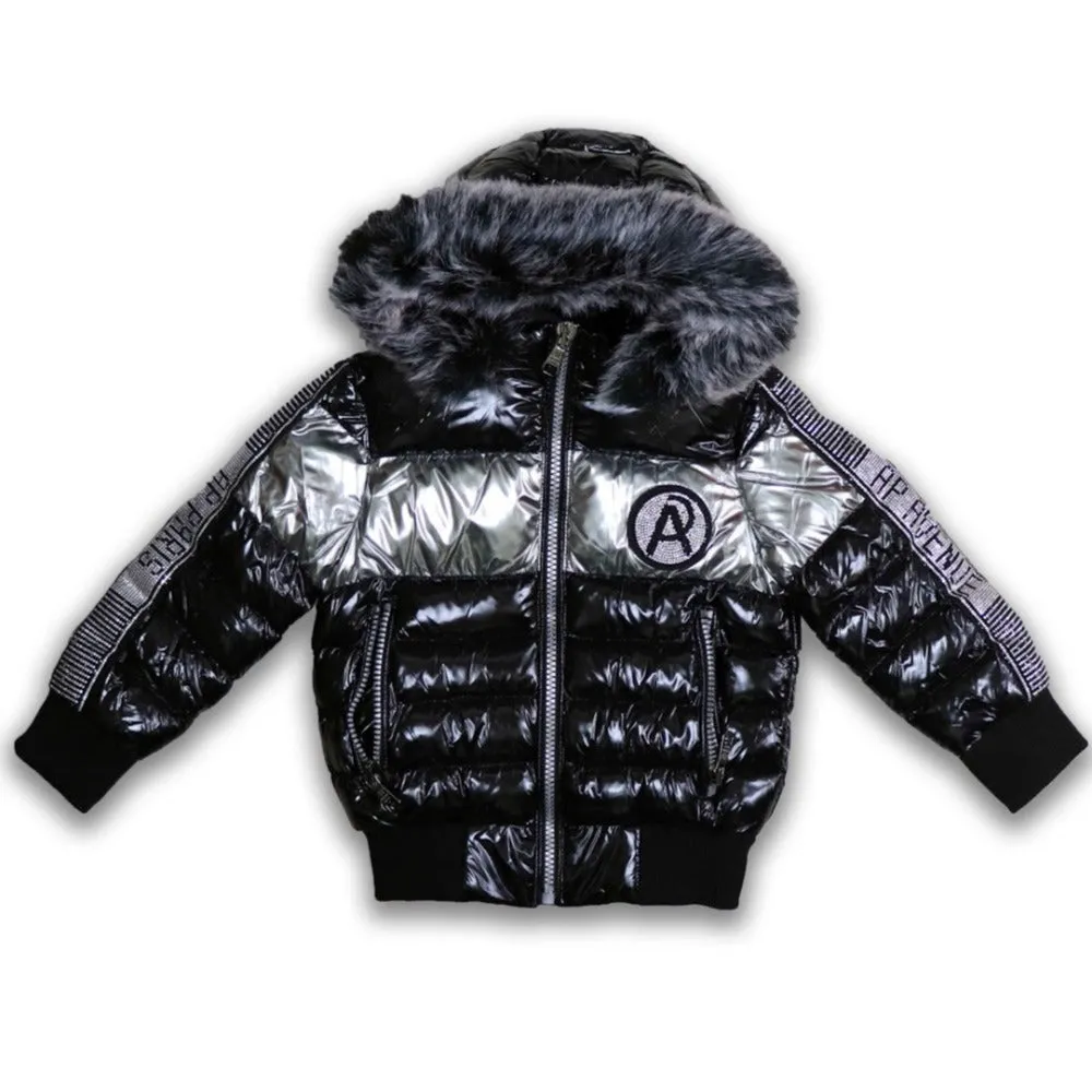 Kids AP Bomber Puffer Jacket-Black/Silver