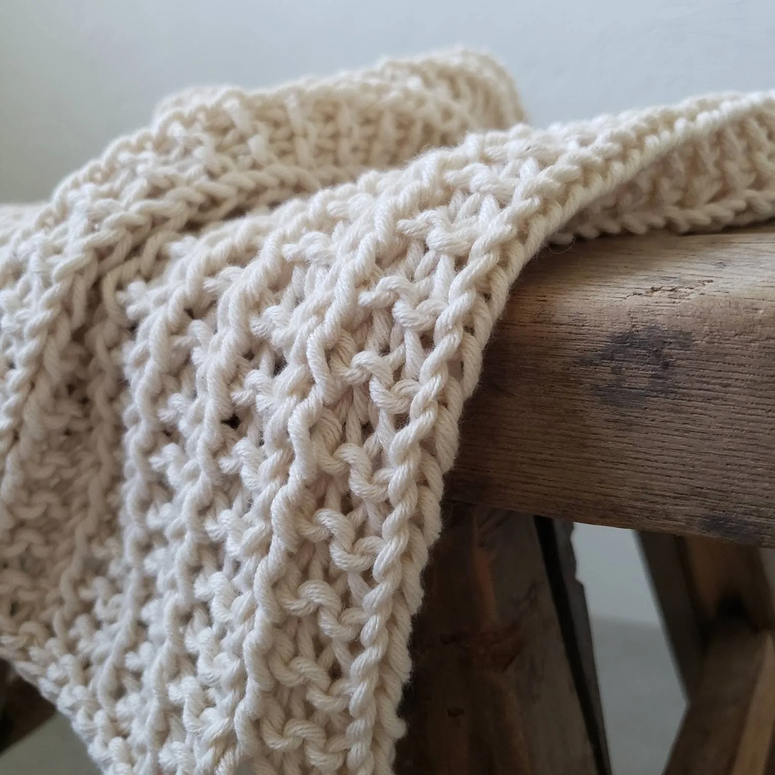 Knitted Cotton Towel - Hand Knit Towel - Knitted Kitchen Towel - Natural Fibers - Ecofriendly