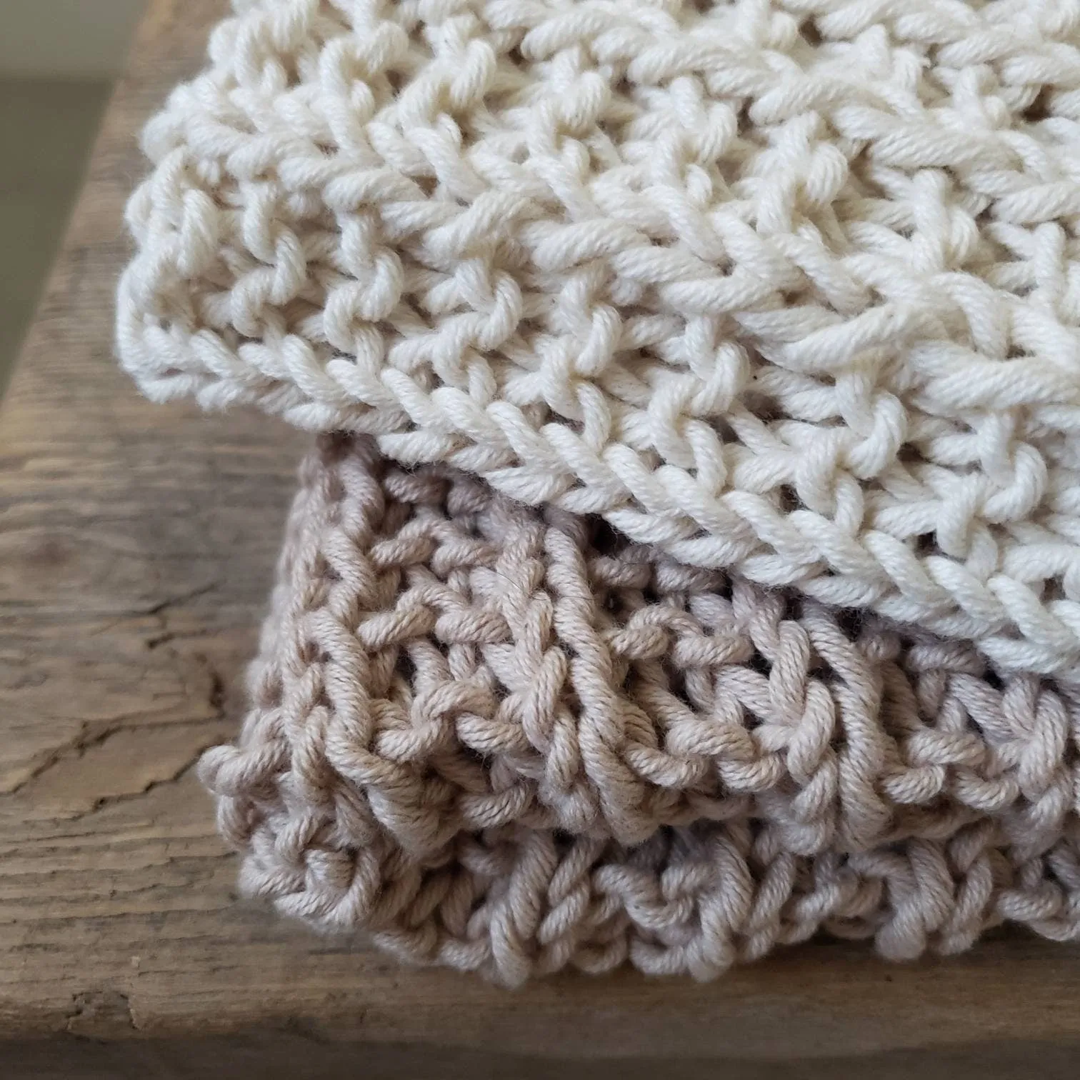 Knitted Cotton Towel - Hand Knit Towel - Knitted Kitchen Towel - Natural Fibers - Ecofriendly