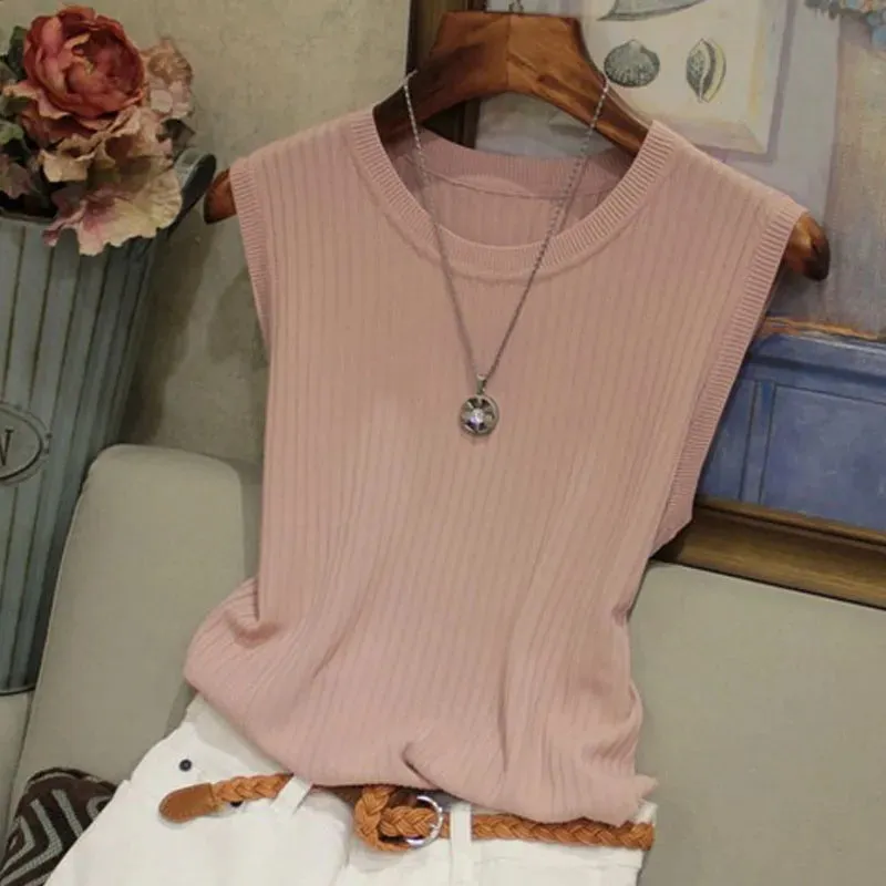 Knitted Sleeveless Tank Tops for Casual Wear