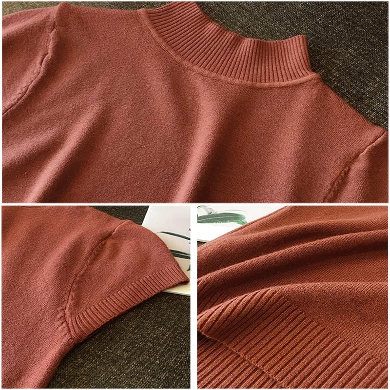 Knitted Turtleneck Casual Tees