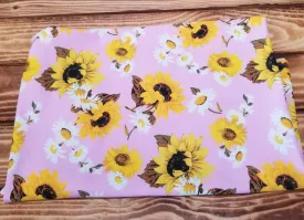 LA Finch 5 yard precut: 5 yards of Designer Deadstock Nylon Spandex Swim Performance Wear Bohemian Sunflowers and Daisies Pink Knit