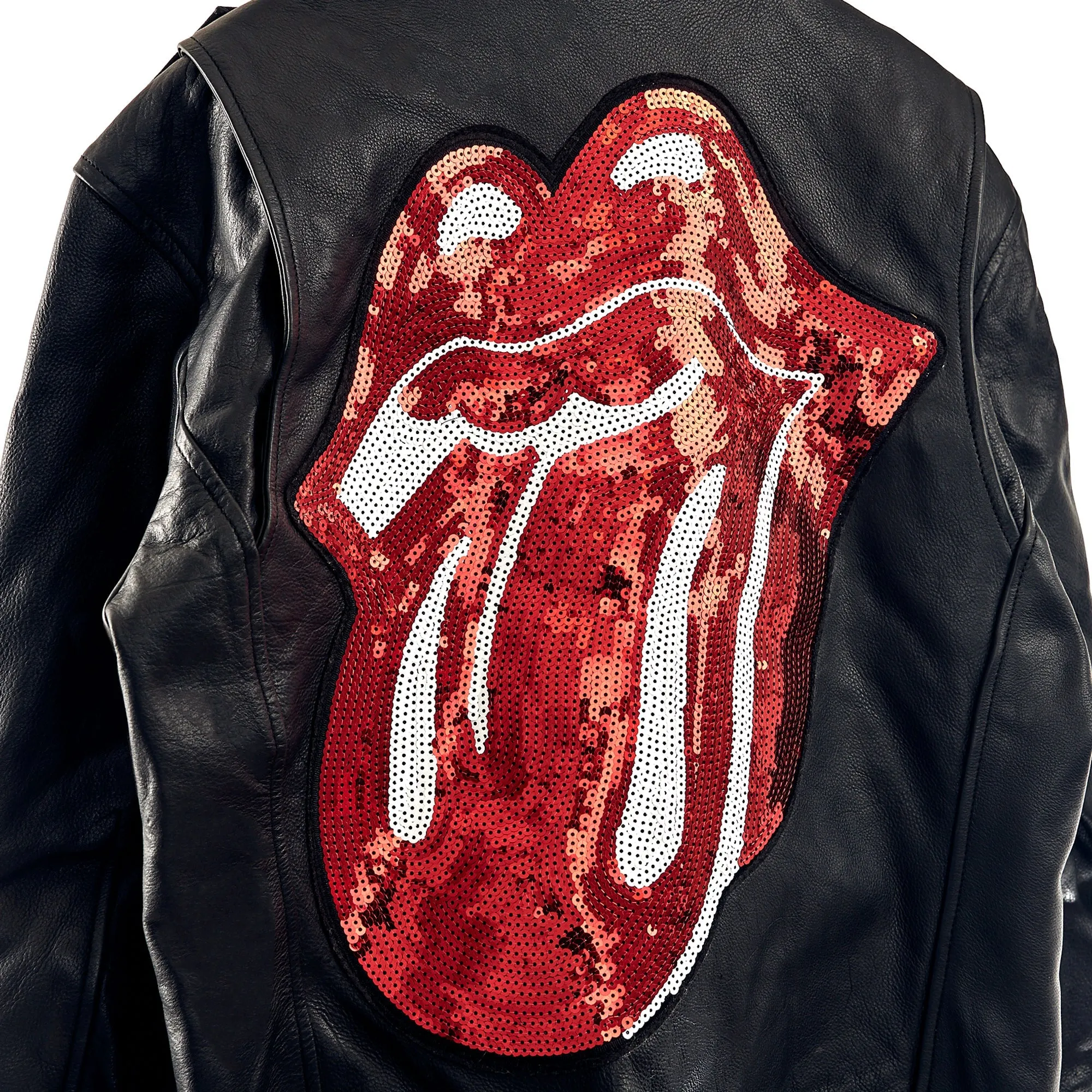 Leather Sequin Applique Jacket