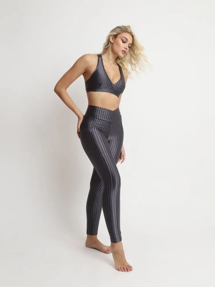 Leggings with Pockets - GREY STRIPE