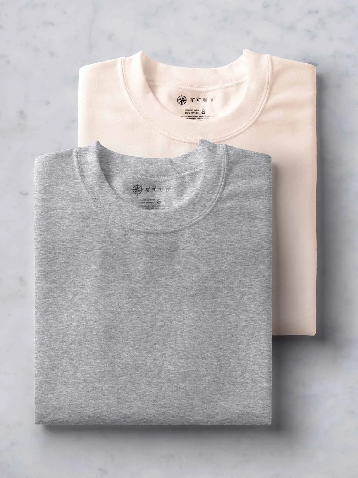 Light Grey & Muted Peach T shirts Combo