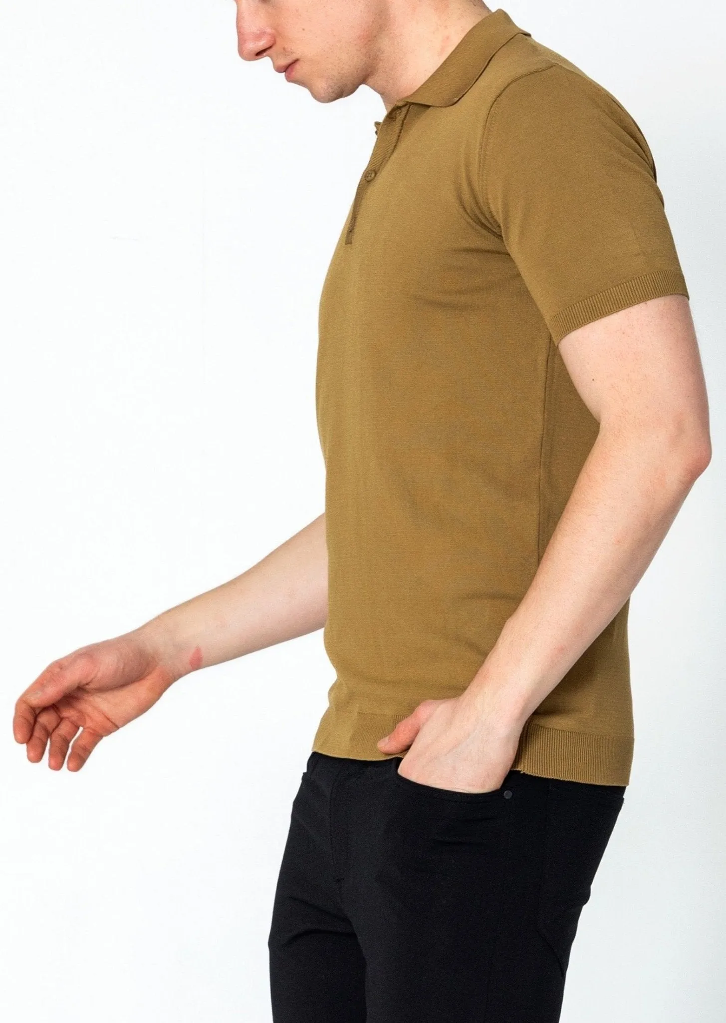 Lightweight Tonal-button Polo Tee - Mustard