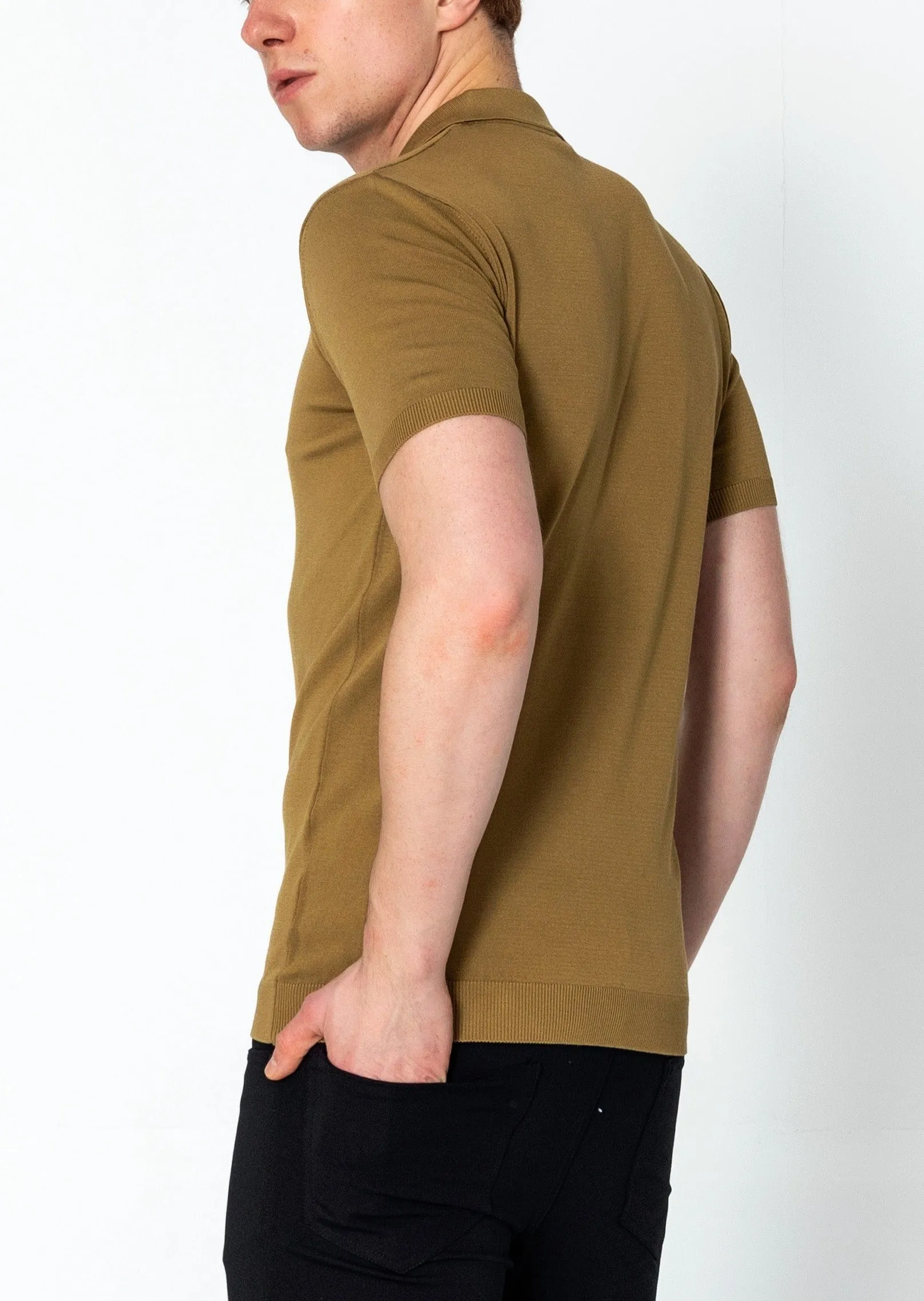 Lightweight Tonal-button Polo Tee - Mustard