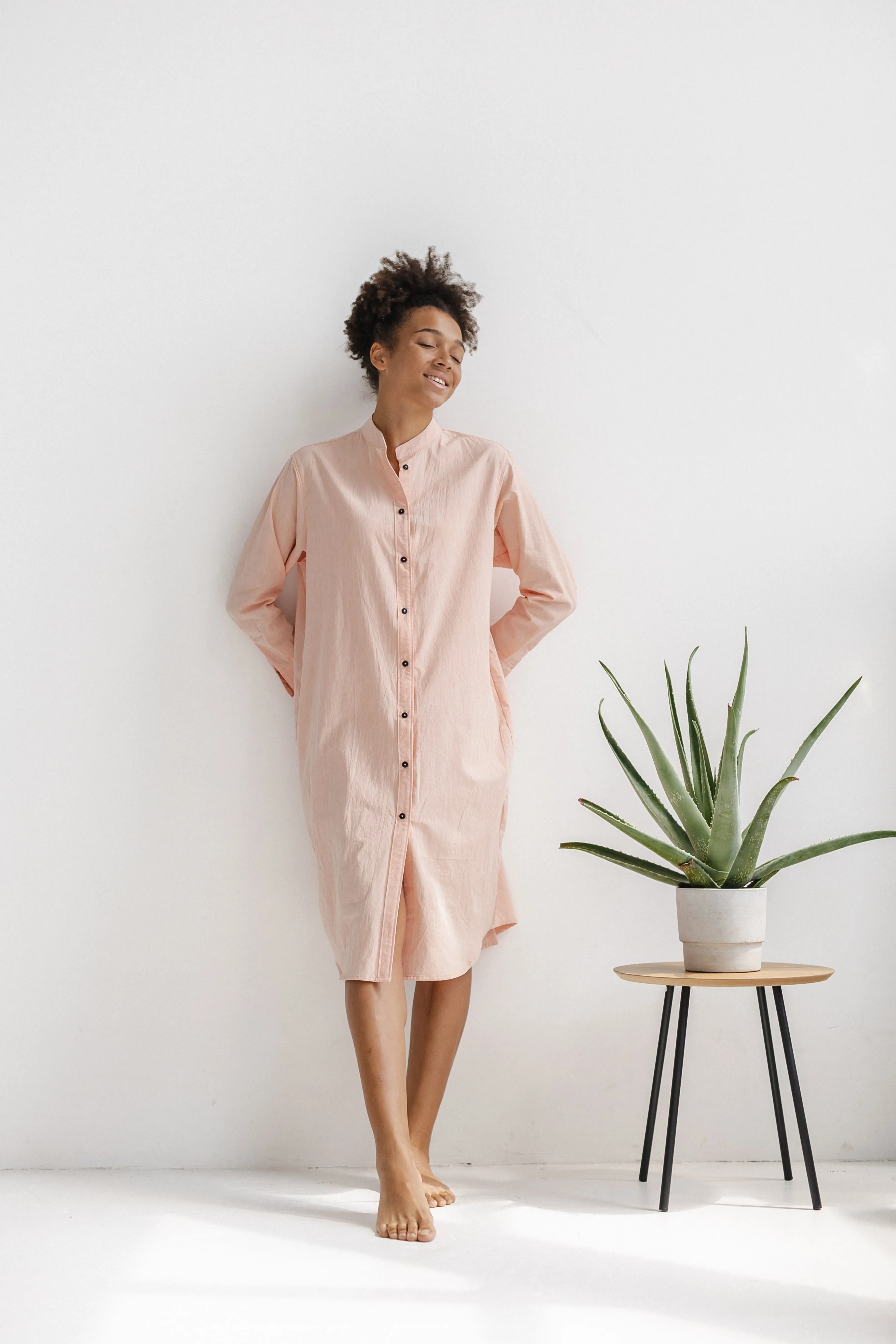 Long Sleeve Sleepdress — Pastel Pink