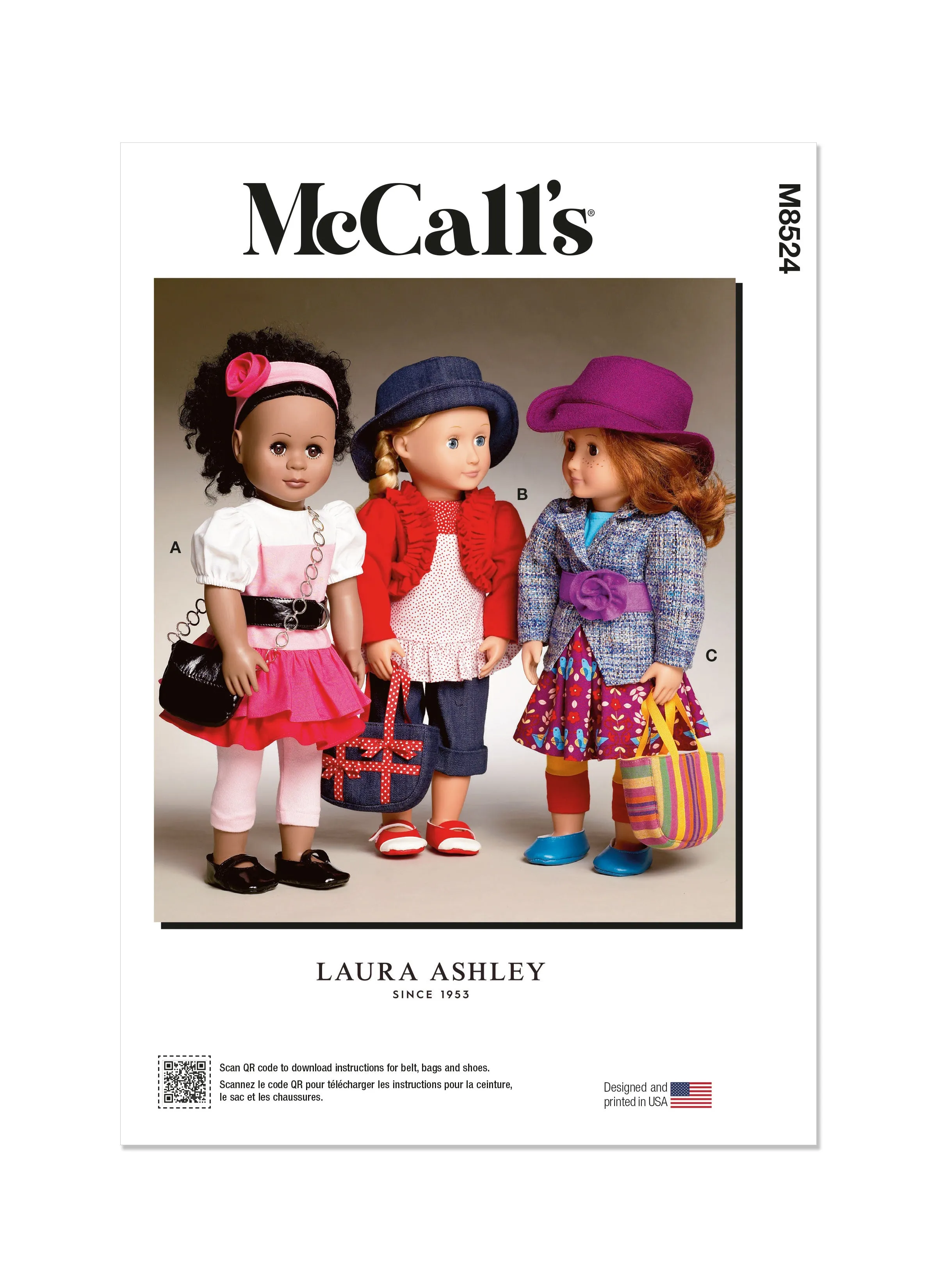 McCall's sewing pattern 8524 18" Doll Clothes by Laura Ashley