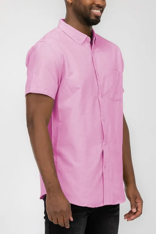 MENS PASTEL COLOR SHORT SLEEVE BUTTON DOWN