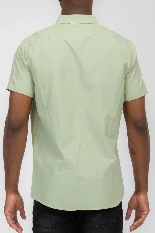 MENS PASTEL COLOR SHORT SLEEVE BUTTON DOWN