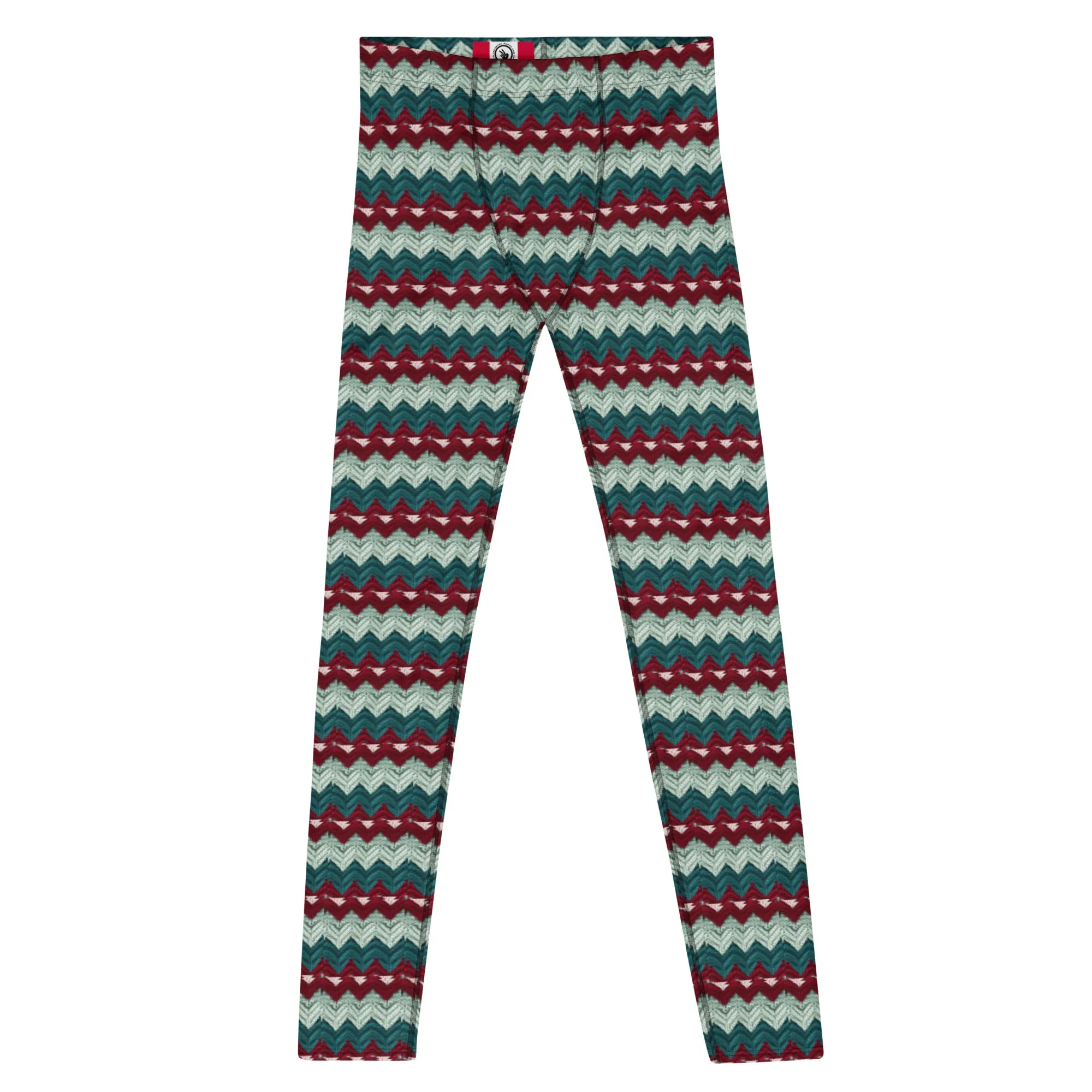 Men's Ugly Christmas Holiday Leggings | Green, Red, Stripes