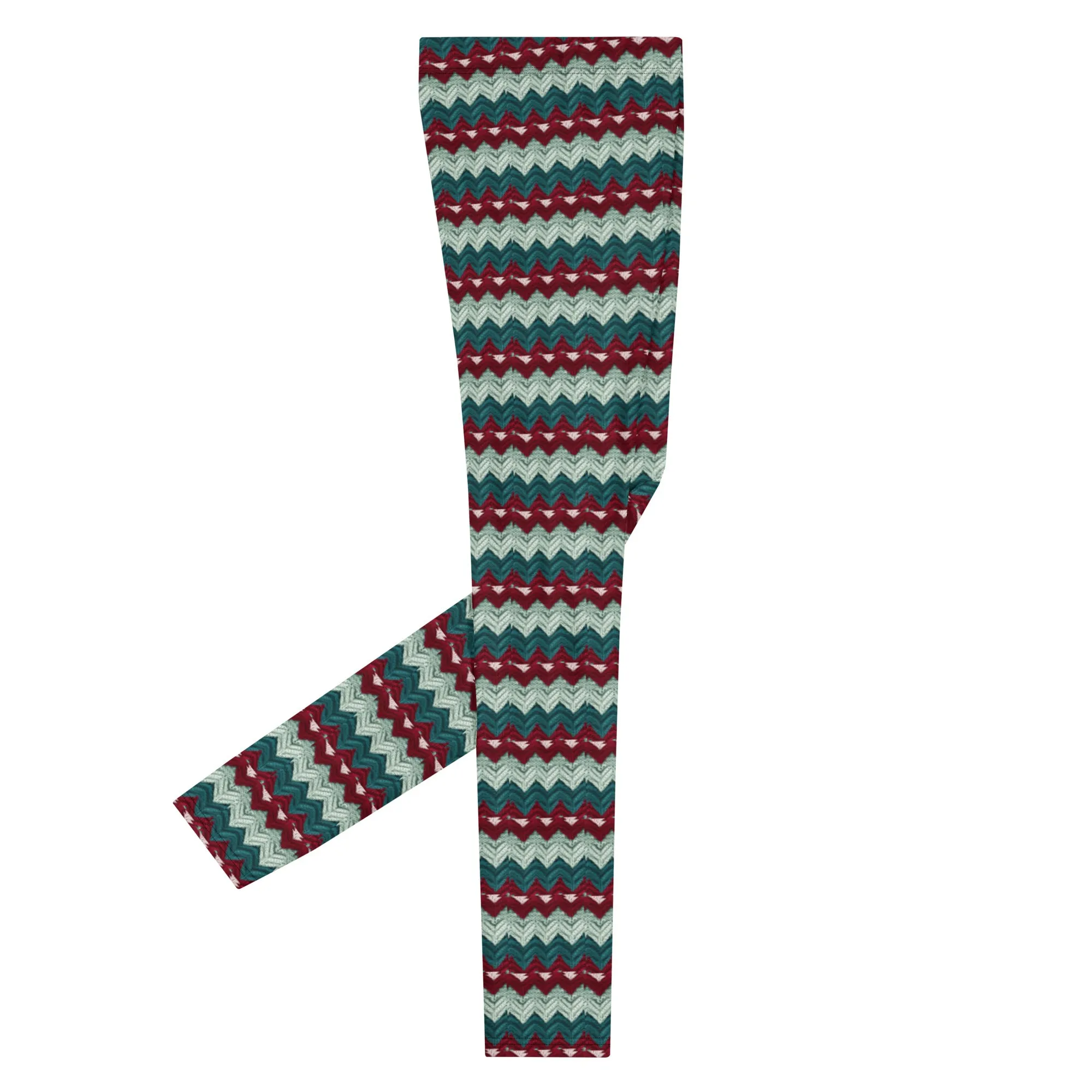 Men's Ugly Christmas Holiday Leggings | Green, Red, Stripes