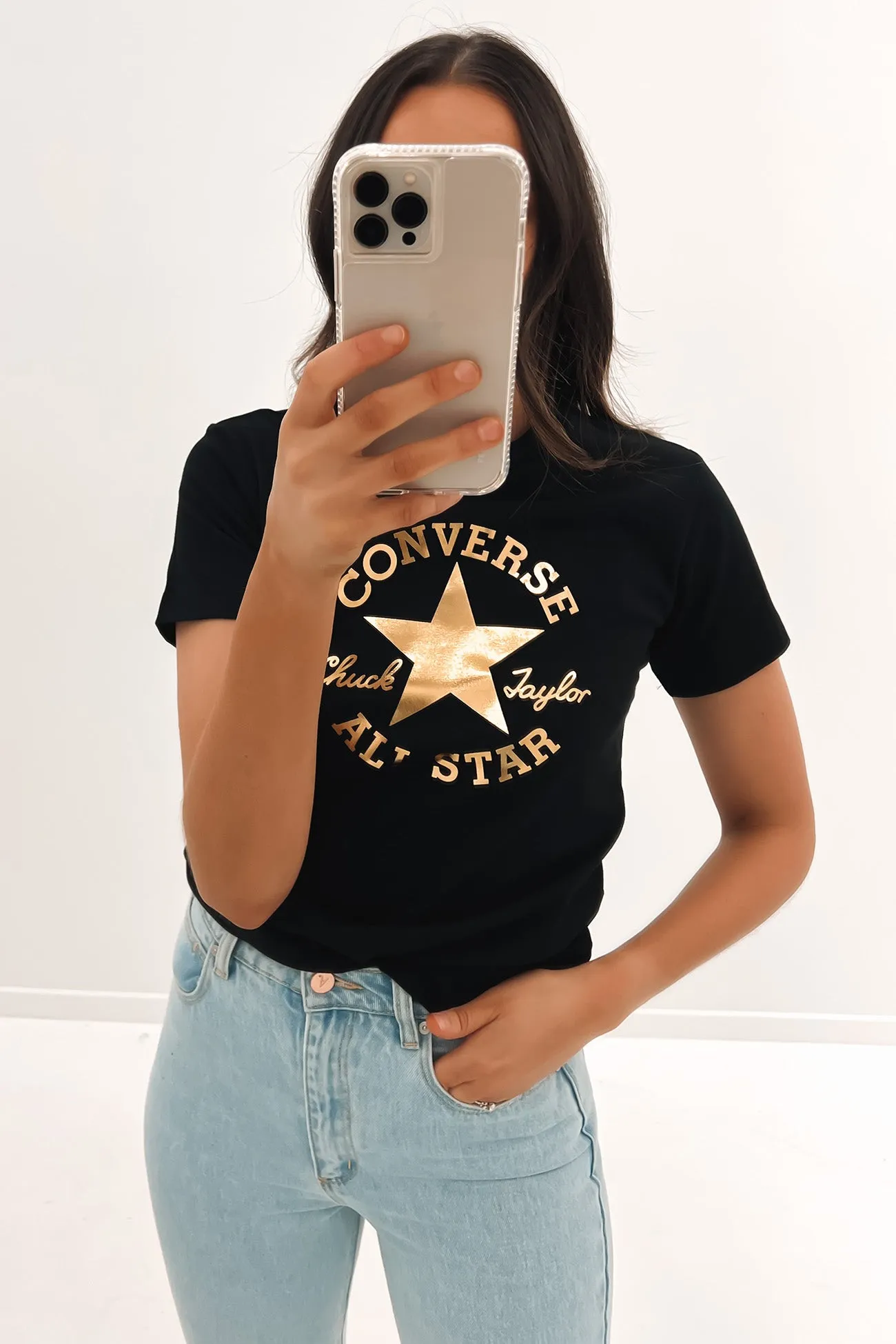 Metallic Chuck Patch Classic T-Shirt Converse Black