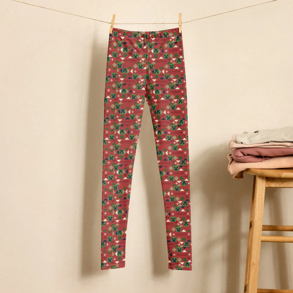 Minecraft Holiday Creeper Pattern Kids Leggings