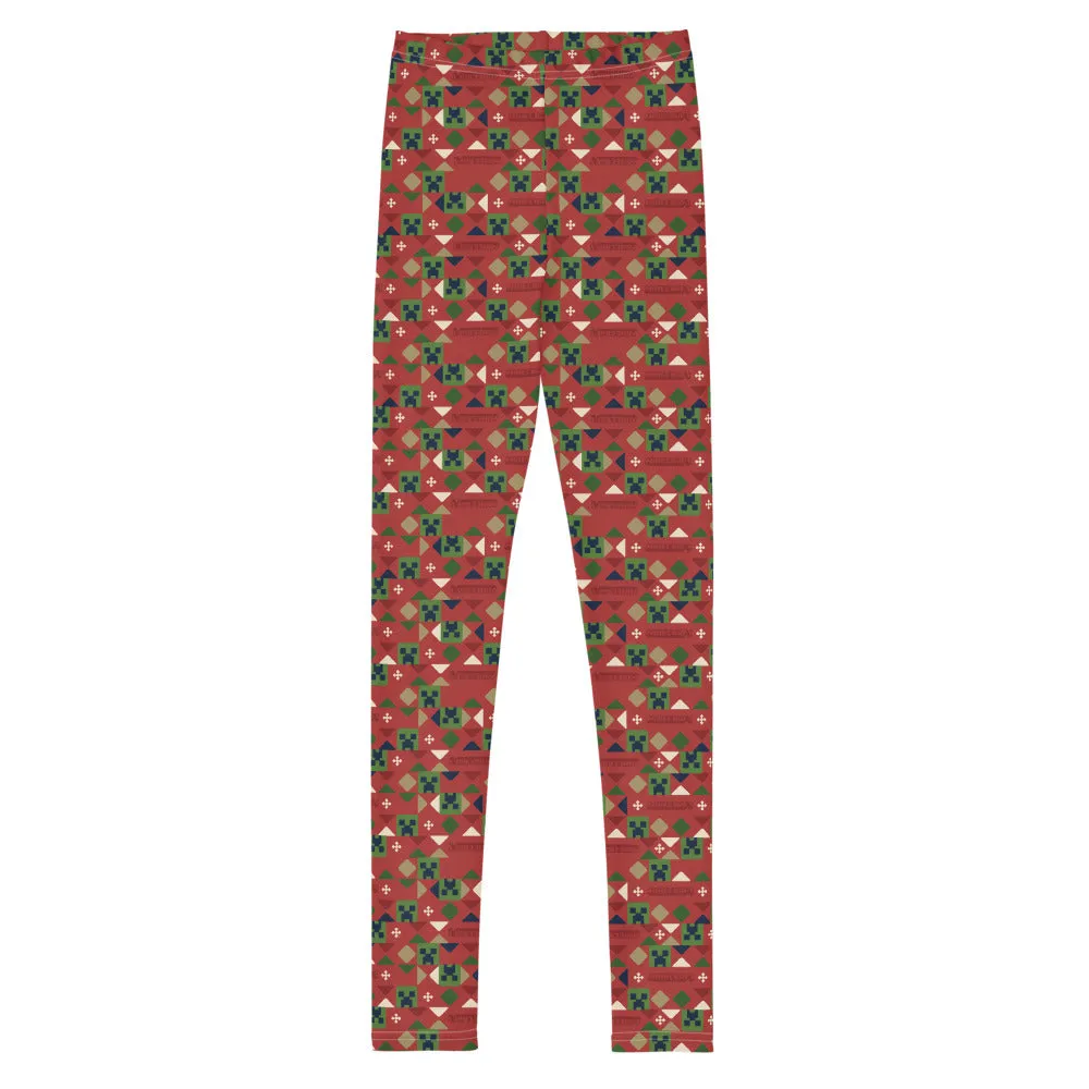 Minecraft Holiday Creeper Pattern Kids Leggings