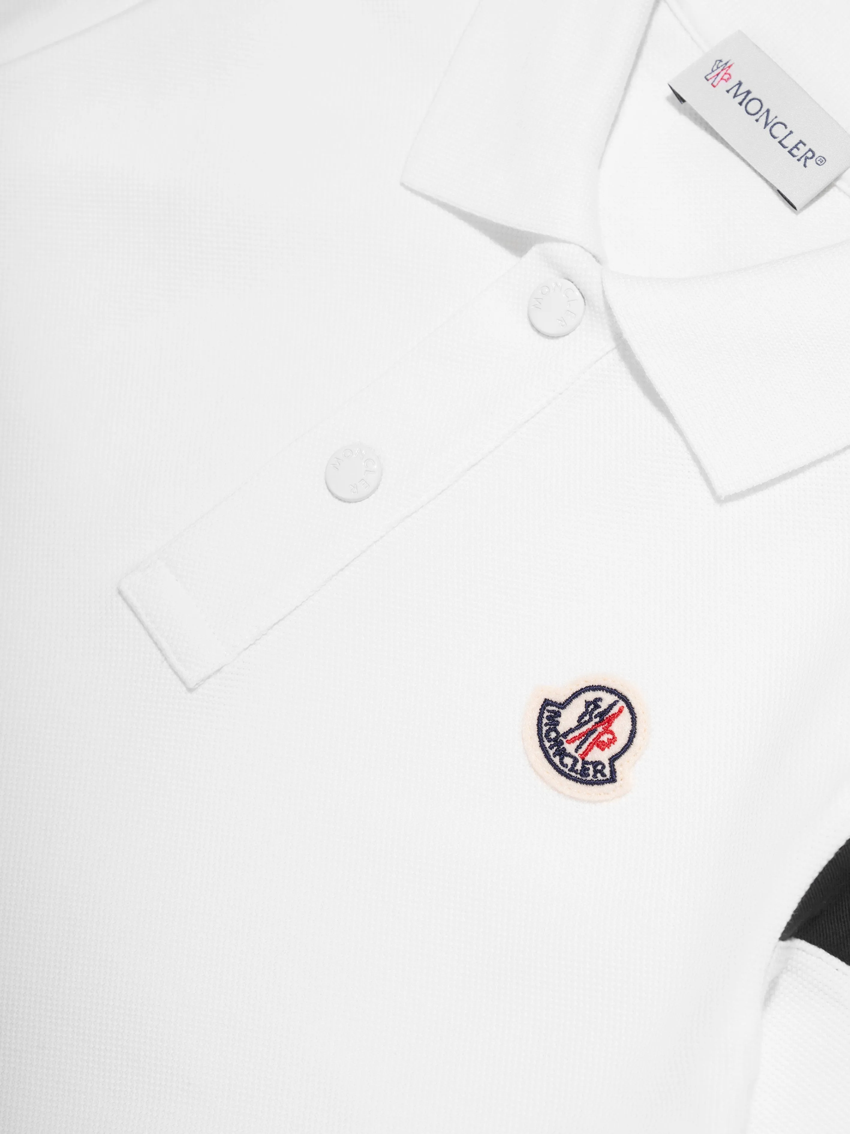 Moncler Enfant Boys Logo Polo Shirt in Ivory