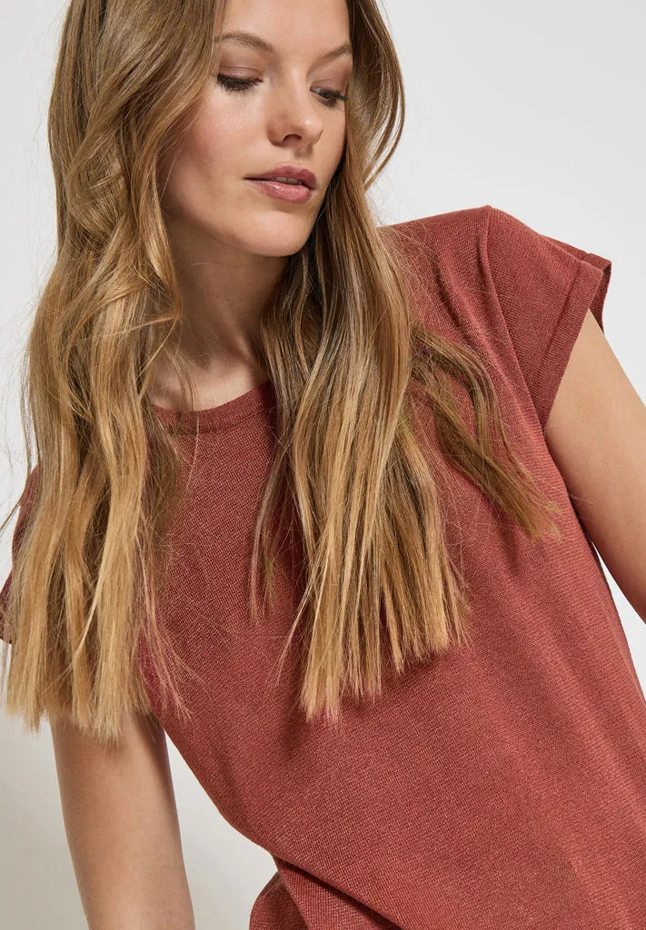 MSCarlina Knit T-Shirt - Barn Red Met.