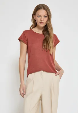 MSCarlina Knit T-Shirt - Barn Red Met.