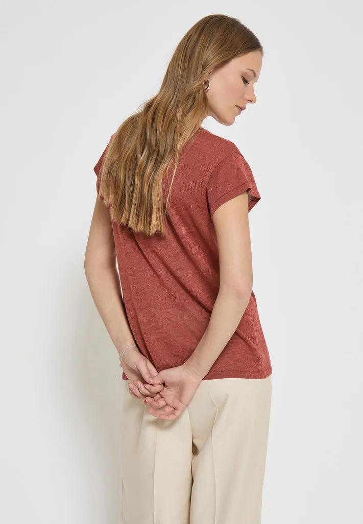 MSCarlina Knit T-Shirt - Barn Red Met.