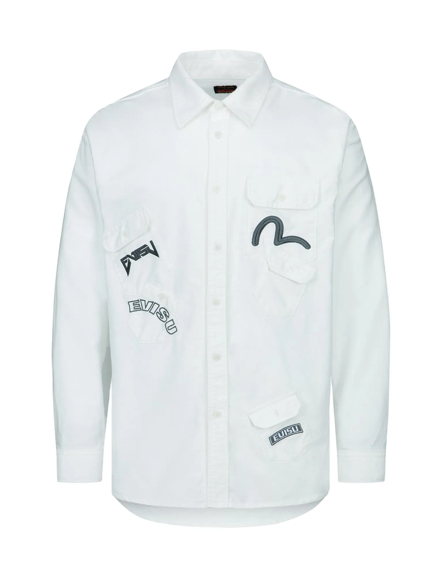 Multiple Embroideries Multi-pocket Shirt