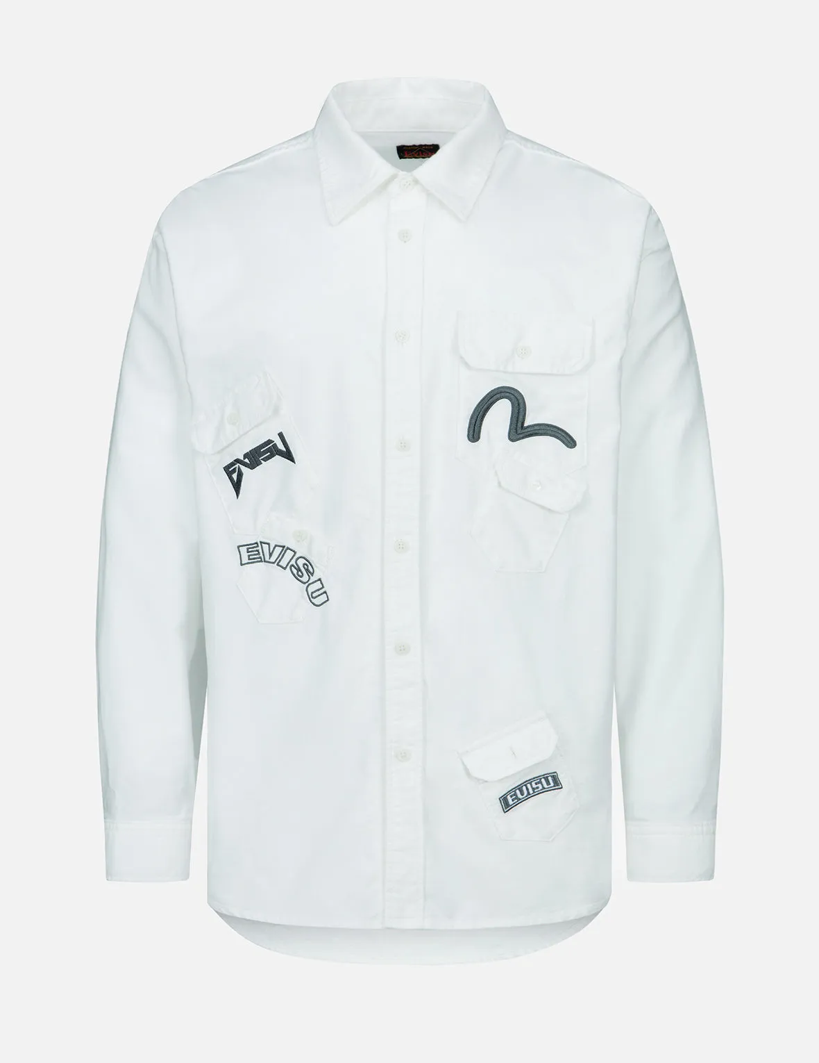 Multiple Embroideries Multi-pocket Shirt