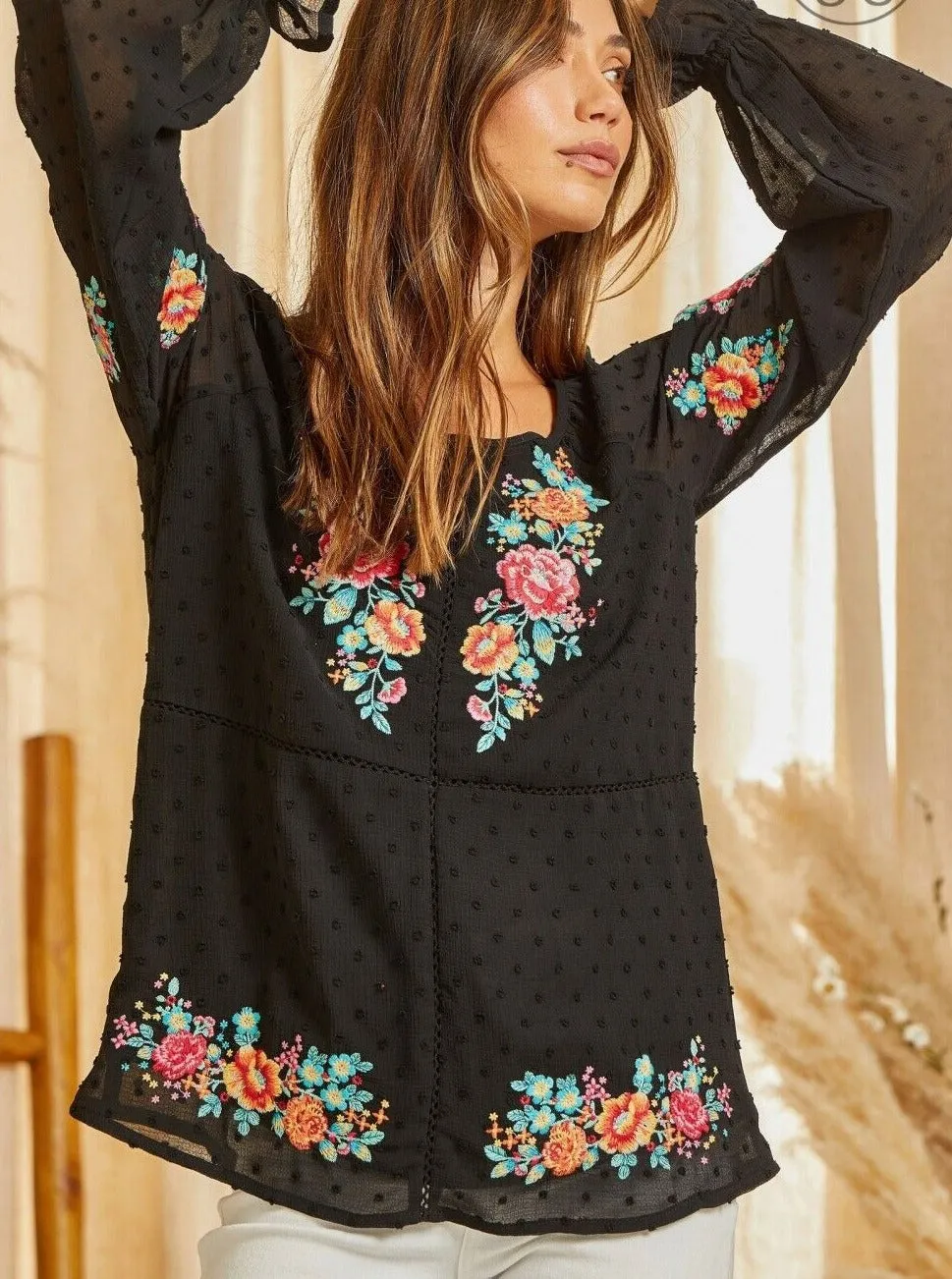 Must have Embroidered Bohemian Black Tunic