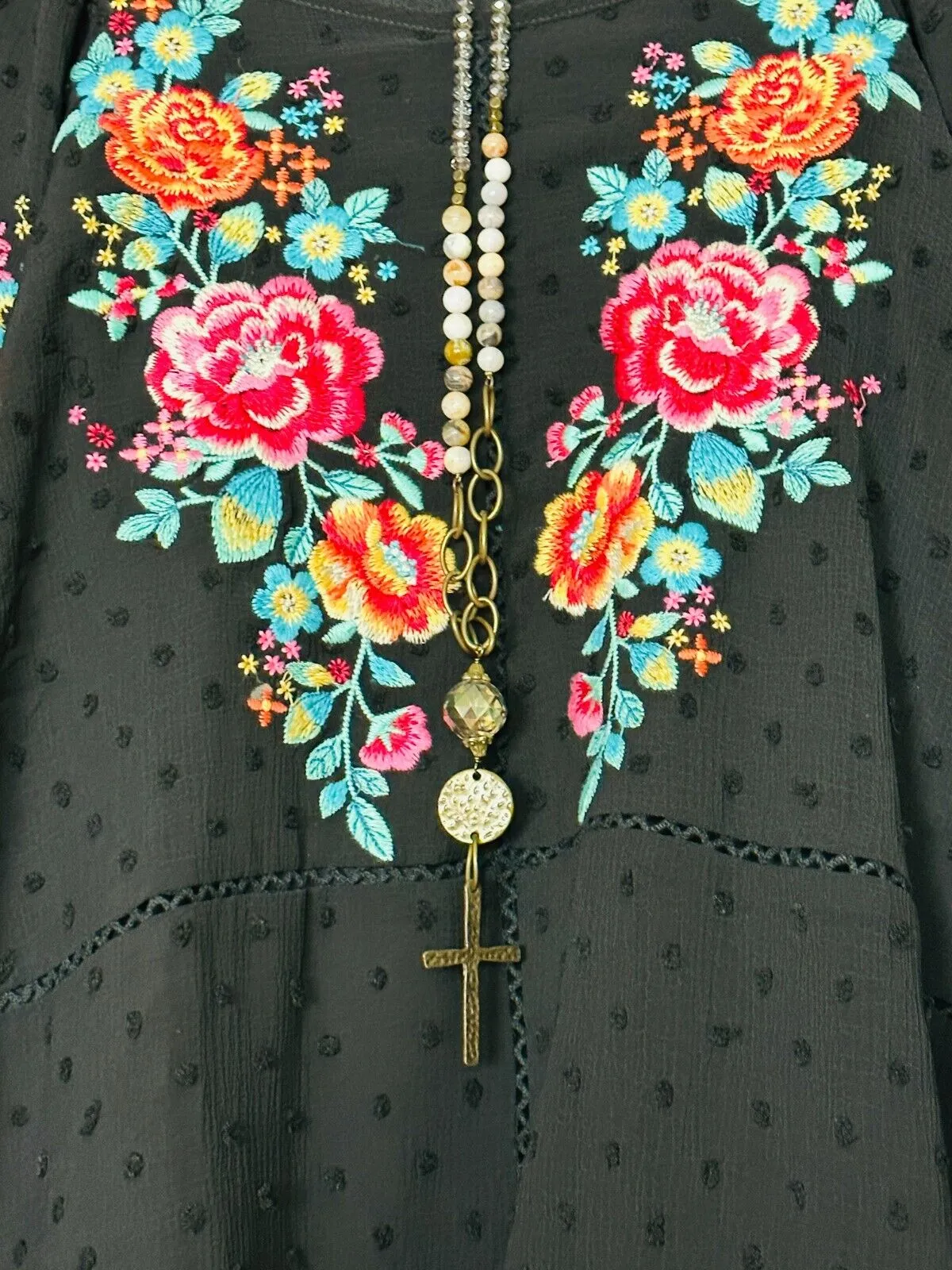 Must have Embroidered Bohemian Black Tunic