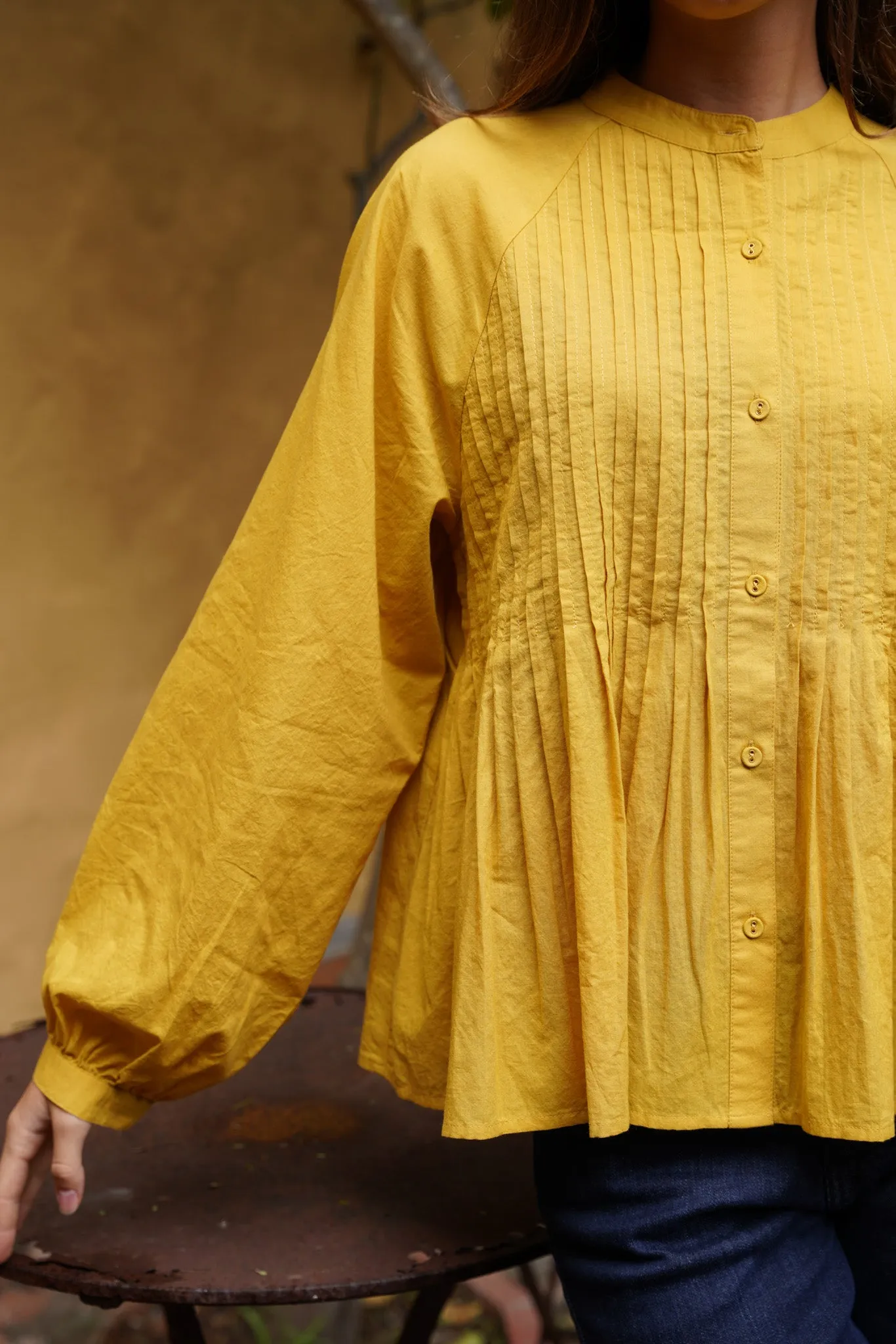 Mustard Pintuck Shirt