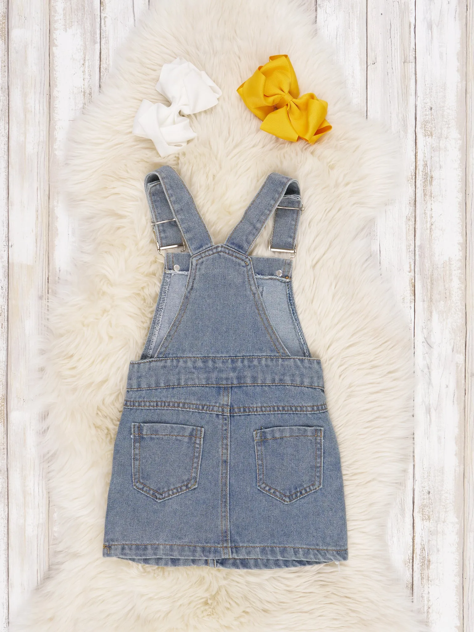 Mustard Striped Shirt & Denim Pumpkin Overall Dress