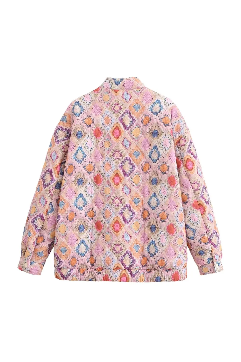 'Norma' Colorful Retro Plaid Long-Sleeve Padded Jacke