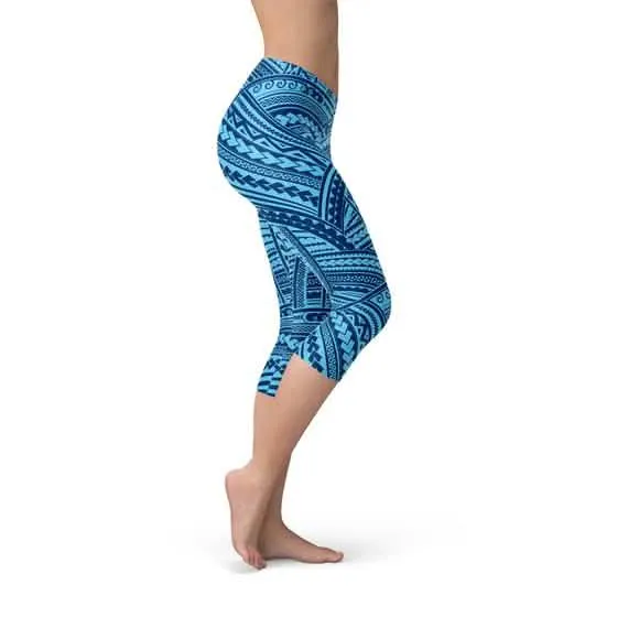 Ocean Wave Maori Design Capri Leggings