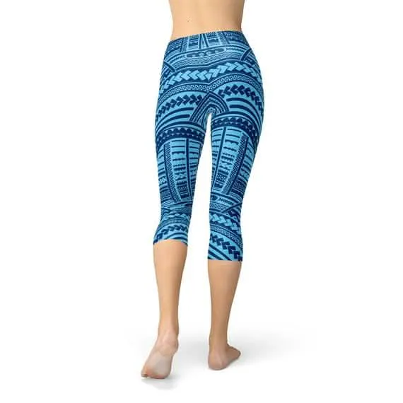 Ocean Wave Maori Design Capri Leggings