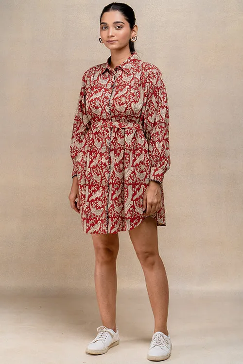 Okhai "Jovial" Handblock Printed Pure Cotton Antifit Shirt Dress