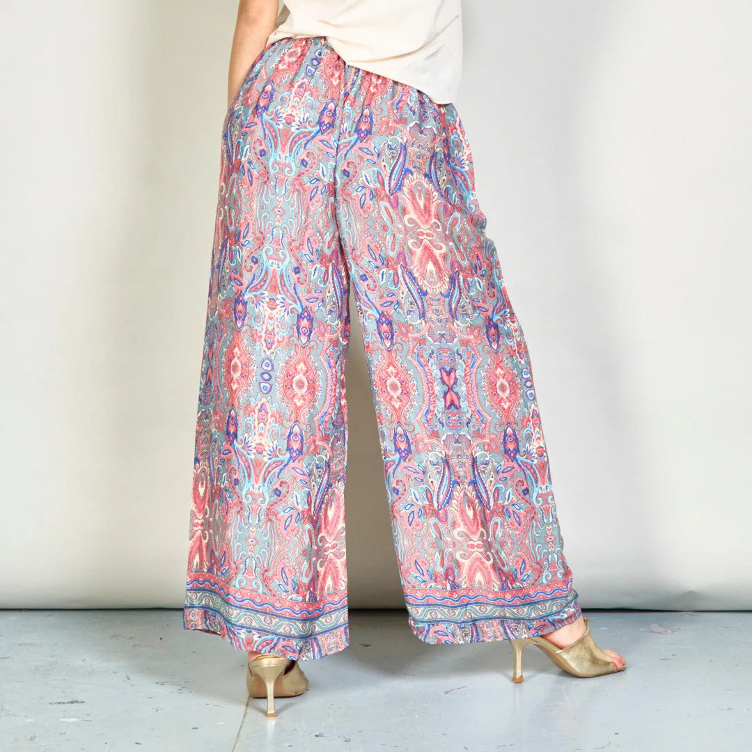 Ornate paisley wide-leg trousers wholesale