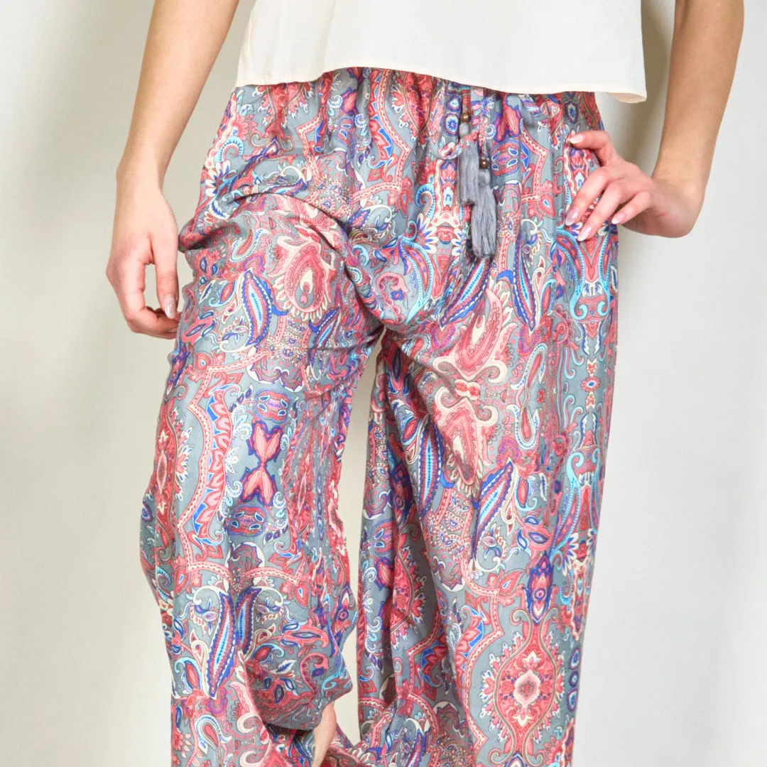 Ornate paisley wide-leg trousers wholesale